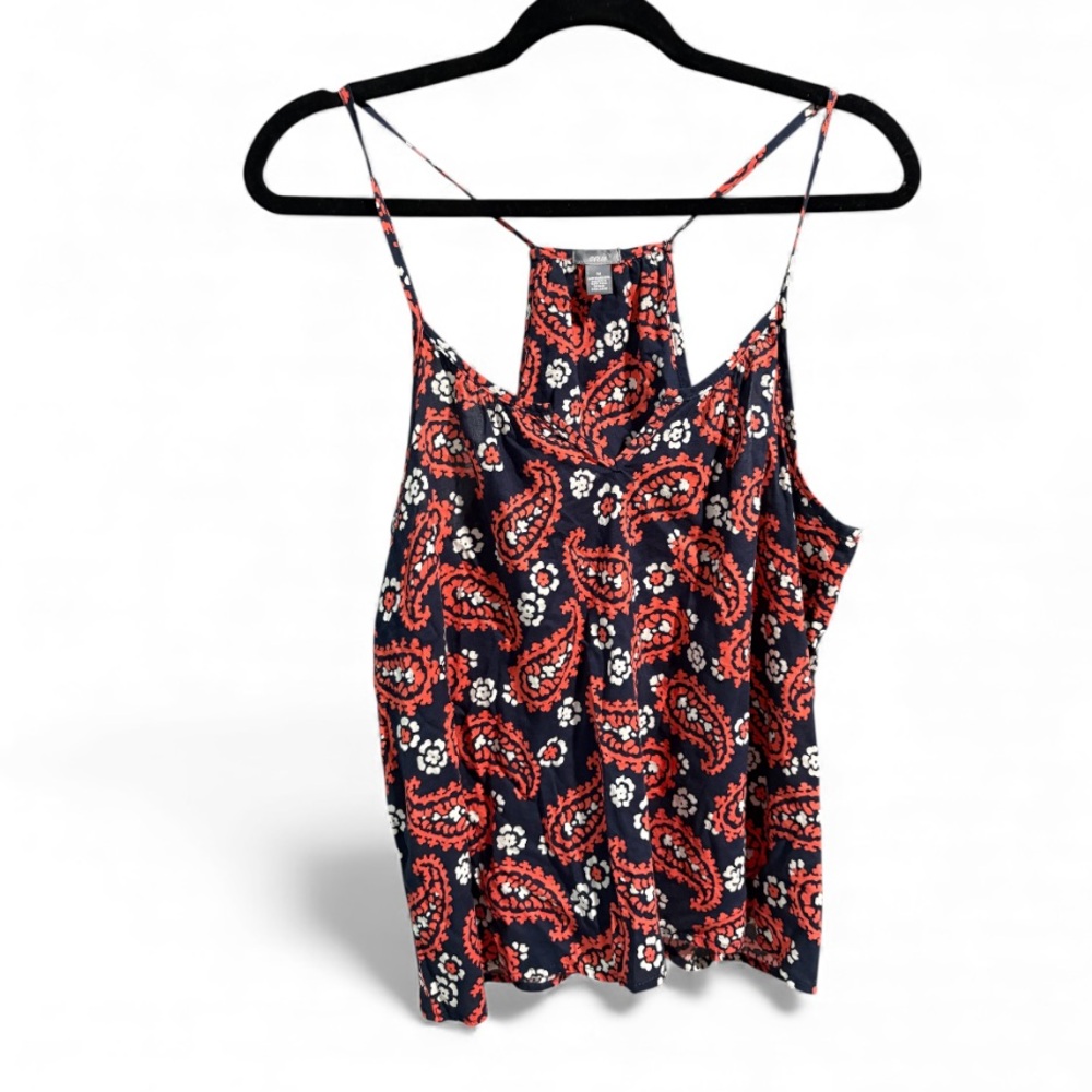 Aerie Paisley Floral Racerback Cami Tank Top Navy Red White Medium‎